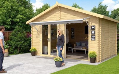 Garage en bois en kit de 54 m² pour voiture avec auvent