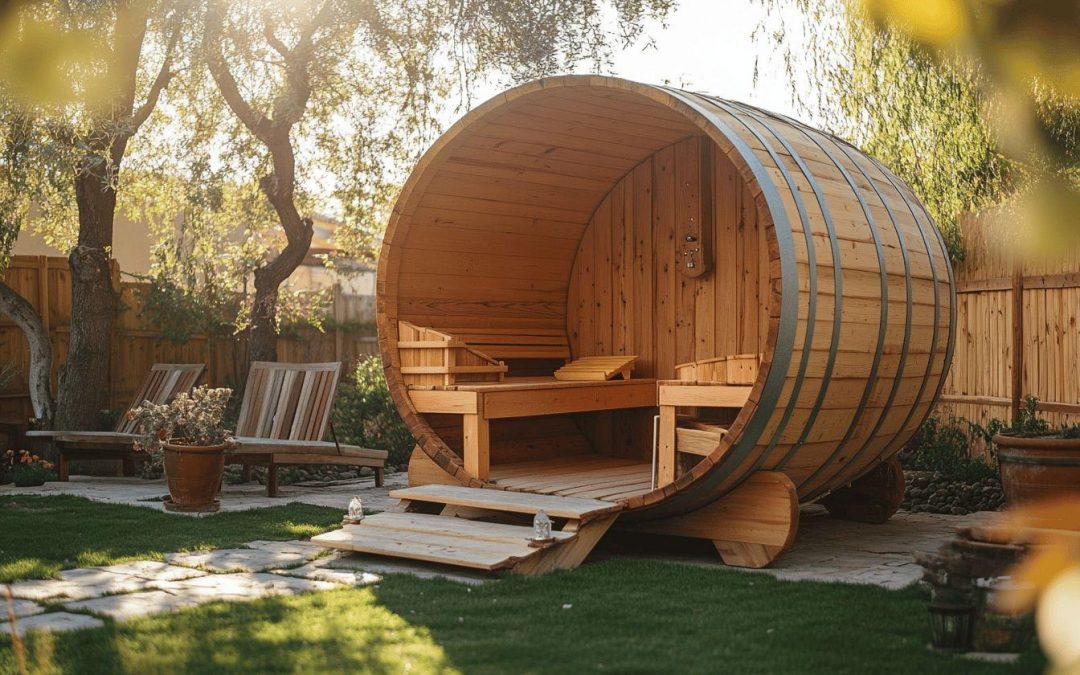 Sauna tonneau extérieur en bois : modèles pour 4 personnes, livraison rapide et pas cher
