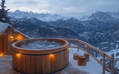 Spa en bois extérieur haut de gamme : jacuzzi nordique pour 4-5 personnes