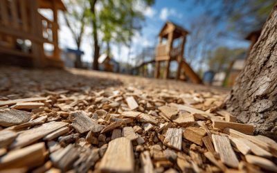 Copeaux de bois pour aire de jeux : sol amortissant sécurisé