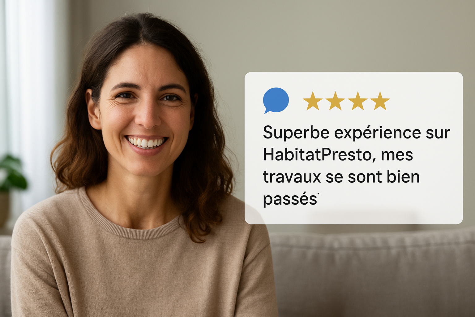 Avis d'une cliente satisfaite sur devis travaux habitatpresto Avis d'une cliente satisfaite sur devis travaux habitatpresto