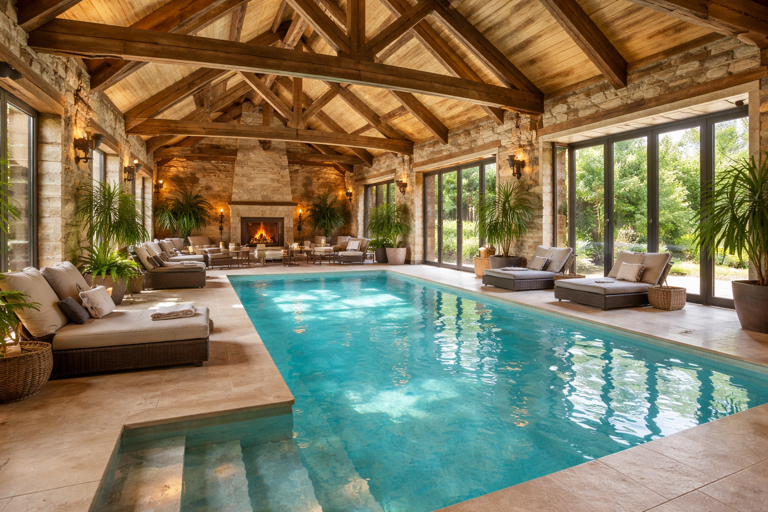 Location de gîte en Vendée avec piscine couverte et chauffée, idéal pour groupes près du Puy du Fou et des plages. Confort, spa et grands espaces.