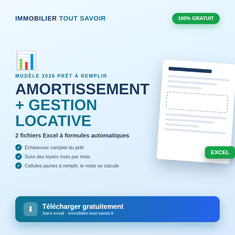 Tableau amortissement prêt immobilier et gestion locative Excel gratuit à télécharger
