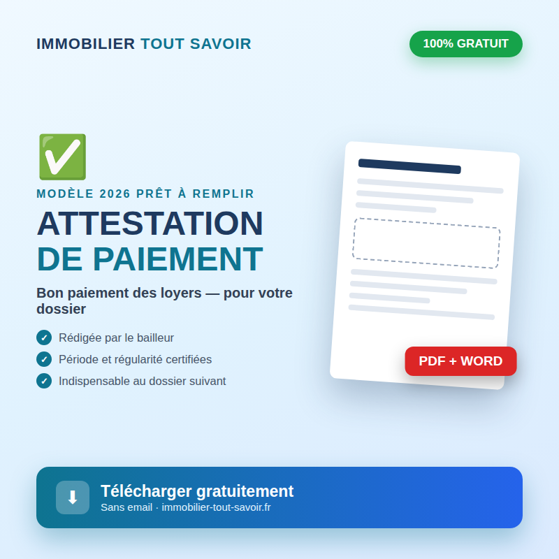 Attestation de bon paiement des loyers gratuite à télécharger
