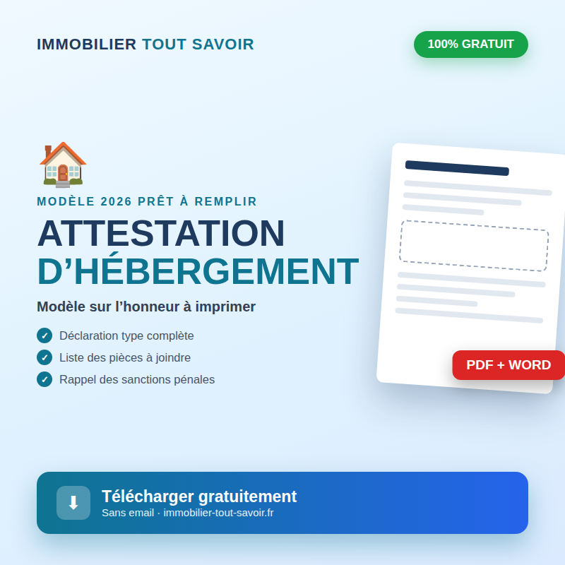 Modèle attestation d’hébergement à imprimer PDF gratuit