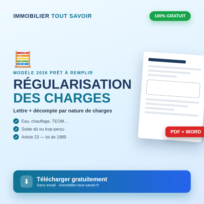 Modèle régularisation des charges locatives gratuit PDF Word avec décompte par nature