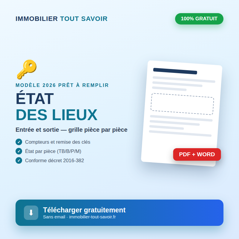 Modèle état des lieux PDF gratuit à télécharger — entrée et sortie, conforme décret 2016-382